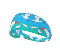 Bandeau de sport élastique YYHWHJDE Happy White Oie - Doux - Respirant - Séchage rapide