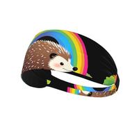 Bandeau de sport élastique YYHWHJDE Hérisson sur l'Arc-en-ciel Imprimé Spandex Doux, Respirant, Séchage Rapide