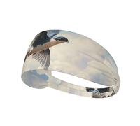 Bandeau de sport élastique YYHWHJDE hirondelles sur les nuages blancs Image douce, respirante, séchage rapide