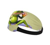 Bandeau de sport élastique YYHWHJDE La grenouille amusante faisant du yoga Motif doux, respirant, séchage rapide