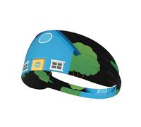 Bandeau de sport élastique YYHWHJDE Little Blue House Prints Athletic Band pour femmes, hommes