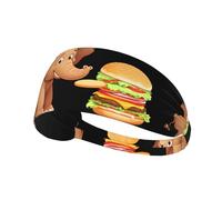 Bandeau de sport élastique YYHWHJDE marron éléphant mangeant un hamburger à séchage rapide, évacuation de l'humidité