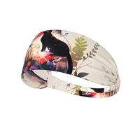 Bandeau de sport élastique YYHWHJDE noir sur vase motif chat doux, respirant, séchage rapide
