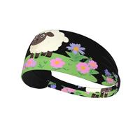 Bandeau de sport élastique YYHWHJDE Petit mouton sur le parterre de fleurs Séchage rapide Évacuation de l'humidité