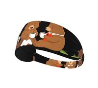 Bandeau de sport élastique YYHWHJDE Trois petits ours buvant du café Image douce, respirante, séchage rapide