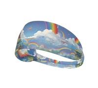 Bandeau de sport élastique YYHWHJDE Village sous l'arc-en-ciel, doux, respirant, séchage rapide