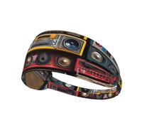 Bandeau de sport élastique YYHWHJDE vintage imprimé mur de radio Boombox bande athlétique pour femmes et hommes