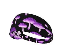 Bandeau de sport élastique YYHWHJDE violet motif champignon toxique Spandex doux, respirant, séchage rapide