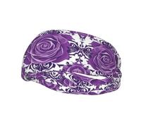 Bandeau de sport élégant avec de belles roses violettes imprimées, adapté pour le basket-ball, le baseball et le football