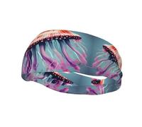 Bandeau de sport élégant avec imprimé méduses - Bandeau extensible respirant et évacuant l'humidité pour la salle de sport