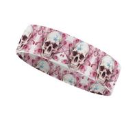Bandeau de sport extensible pour la course à pied, bandeau de tête de mort humain, fleurs roses, bandeau pour entraînement, accessoires pour spa, sport, yoga, etc