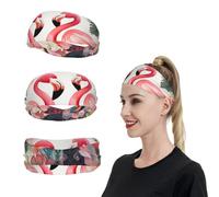 Bandeau de sport floral avec flamant rose pour homme et femme - Bandeau de transpiration pour homme et femme - Évacuation de l'humidité - Bandeau extensible pour la course à pied - Pour tennis
