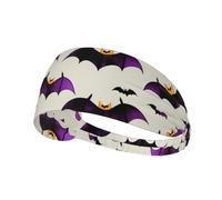 Bandeau de sport imprimé chauve-souris violettes volantes Halloween - Large bandeau unisexe décontracté