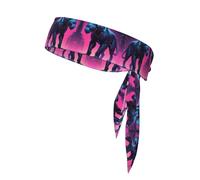 Bandeau de Sport Imprimé Cyber Panther Fluo Double Face avec Liens, Polyvalent pour Jogging, Cyclisme ou Exercice