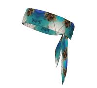 Bandeau de sport imprimé des îles des Caraïbes, double face avec cravates, polyvalent pour jogging, cyclisme, exercice.