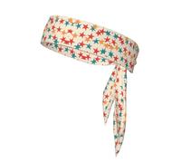 Bandeau de sport imprimé étoiles à cinq branches - Double face avec liens - Polyvalent pour le jogging, le cyclisme ou l'exercice.