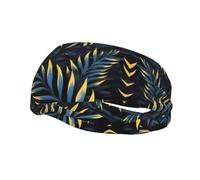 Bandeau de sport imprimé feuilles dans le noir pour homme et femme - Respirant et extensible - Bandeau d'exercice pour la course à pied