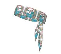 Bandeau de sport imprimé Licorns by The River, double face avec cravates, polyvalent pour jogging, cyclisme, exercice.
