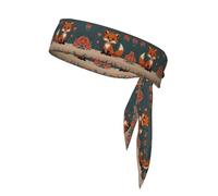 Bandeau de sport imprimé mignon petit renard double face avec cravates, polyvalent pour jogging, cyclisme, exercice.
