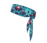 Bandeau de sport imprimé poisson cybernétique double face avec cravates, polyvalent pour jogging, cyclisme, exercice.