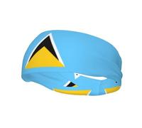 Bandeau de Sport Polyvalent aux Couleurs du Drapeau de Sainte-Lucie - Extensible et Respirant, idéal pour Le Yoga, Le Fitness et Le Basketball, Noir, FHD-10906
