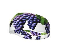 Bandeau de sport polyvalent avec image de raisin violet BROLEO - Bandeau extensible et évacuant l'humidité pour yoga, fitness
