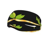 Bandeau de sport polyvalent avec imprimé feuilles de thé YYHWHJDE sur ruban - Bandeau extensible et évacuant l'humidité pour yoga, fitness