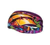 Bandeau de sport polyvalent avec imprimé graffiti hip-hop YYHWHJDE - Bandeau extensible et évacuant l'humidité pour yoga, fitness