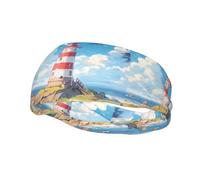 Bandeau de sport polyvalent avec imprimé phare YYHWHJDE sur la côte - Bandeau extensible et évacuant l'humidité pour yoga, fitness