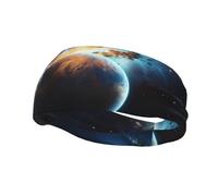 Bandeau de sport polyvalent avec imprimé XBKGOHA Space Planet Earth - Bandeau extensible et évacuant l'humidité pour le yoga et le fitness