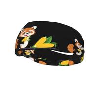 Bandeau de sport polyvalent avec motif panda rouge YYHWHJDE mangeant du maïs - Bandeau extensible et évacuant l'humidité pour yoga, fitness