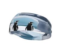 Bandeau de sport polyvalent avec motif pingouins YYHWHJDE sur l'iceberg - Bandeau extensible et évacuant l'humidité pour yoga, fitness