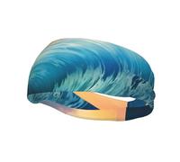 Bandeau de sport polyvalent avec motif vagues bleu océan YYHWHJDE - Bandeau extensible et évacuant l'humidité pour yoga, fitness