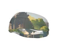 Bandeau de sport polyvalent BROLEO à l'extérieur de la porte du château - Bandeau extensible et évacuant l'humidité pour yoga, fitness