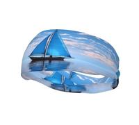 Bandeau de sport polyvalent motif voilier bleu YYHWHJDE - Bandeau extensible et évacuant l'humidité pour yoga, fitness
