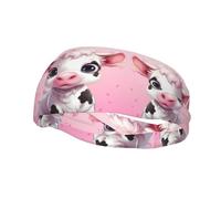 Bandeau de sport polyvalent XBKGOHA joli imprimé vache rose - Bandeau extensible et évacuant l'humidité pour le yoga et le fitness