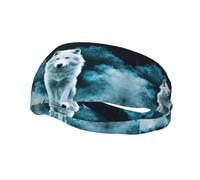 Bandeau de sport polyvalent XBKGOHA Wolf avec imprimé fumée, bandeau extensible et évacuant l'humidité pour yoga, fitness