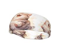 Bandeau de sport polyvalent YYHWHJDE avec imprimé de gros chats - Bandeau extensible et évacuant l'humidité pour le yoga, le fitness