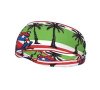Bandeau de sport polyvalent YYHWHJDE avec motif drapeau de Porto Rico grenouille palmier - Bandeau extensible et évacuant l'humidité pour yoga, fitness