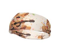 Bandeau de sport polyvalent YYHWHJDE avec motif petit chien jouant de la guitare - Bandeau extensible et évacuant l'humidité pour yoga, fitness