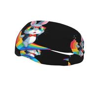 Bandeau de sport polyvalent YYHWHJDE Aviator Rabbit Over the Rainbow Prints - Bandeau extensible et évacuant l'humidité pour yoga, fitness