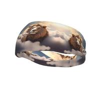 Bandeau de sport polyvalent YYHWHJDE Lamb avec imprimé lion sur les nuages - Bandeau extensible et évacuant l'humidité pour yoga, fitness