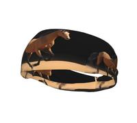 Bandeau de sport polyvalent YYHWHJDE Le cheval au galop dans le désert Imprimé - Bandeau extensible et évacuant l'humidité pour yoga, fitness