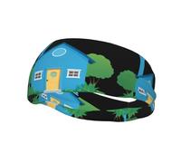 Bandeau de sport polyvalent YYHWHJDE Little Blue House - Bandeau extensible et évacuant l'humidité pour yoga, fitness