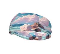 Bandeau de sport polyvalent YYHWHJDE Marshmallow nuages by the sea Prints - Bandeau extensible et évacuant l'humidité pour yoga, fitness