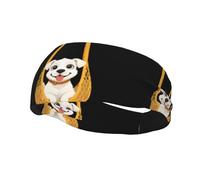 Bandeau de sport polyvalent YYHWHJDE Puppy in the net bag Pattern - Bandeau extensible et évacuant l'humidité pour yoga, fitness