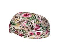 Bandeau de sport pour homme et femme avec imprimé léopard et rose, anti-transpiration, antidérapant, durable et durable