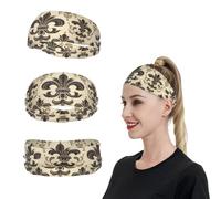 Bandeau de sport pour homme et femme Motif fleur de lys et manteau pour homme et femme Évacuation de l'humidité Bandeau de sudation pour course à pied Bandeau extensible pour tennis