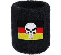 Bandeau de Sport Punisher avec Drapeau Allemand brodé tête de Mort et Tissu éponge Absorbant pour Motards, déclaration de Rocker, Protestation