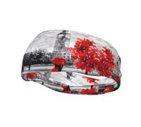 Bandeau de sport rouge imprimé rue Londres pour homme et femme - Bandeau élastique pour gym, exercice, course à pied